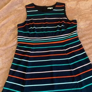 Navy and Color Banded Dress